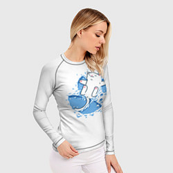 Рашгард женский Снежный кото-ангел, цвет: 3D-принт — фото 2