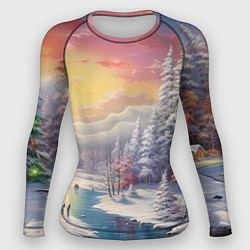 Рашгард женский Сказочное сияние нового года, цвет: 3D-принт