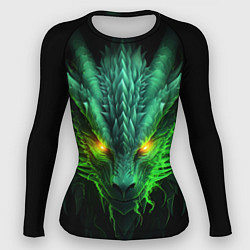 Рашгард женский Светящийся зеленый дракон 2024, цвет: 3D-принт