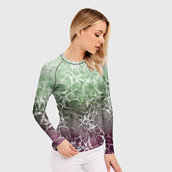 Рашгард женский Абстракция - spider web on purple-green background, цвет: 3D-принт — фото 2