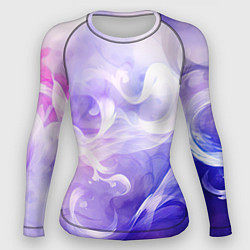 Рашгард женский Белые узоры на абстрактном фиолетовом фоне, цвет: 3D-принт