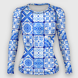 Рашгард женский Голубая плитка из кухни, цвет: 3D-принт