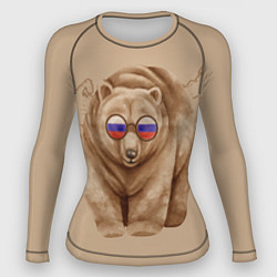 Рашгард женский Медведь патриотки в очках из России, цвет: 3D-принт