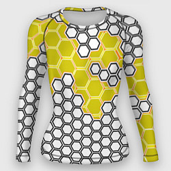 Рашгард женский Жёлтая энерго-броня из шестиугольников, цвет: 3D-принт