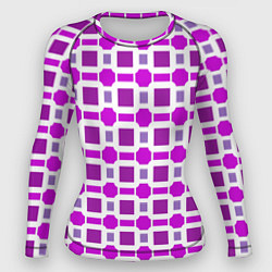 Рашгард женский Фиолетовые кирпичики и белые полосы, цвет: 3D-принт