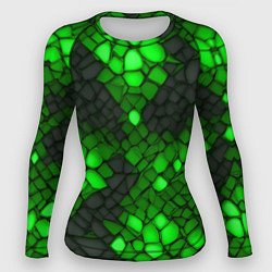 Рашгард женский Зелёный трескающийся камень, цвет: 3D-принт