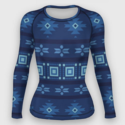 Рашгард женский Blue tribal geometric, цвет: 3D-принт