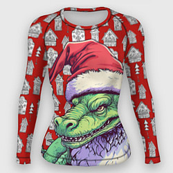 Рашгард женский Большой зеленый новогодний дракон, цвет: 3D-принт