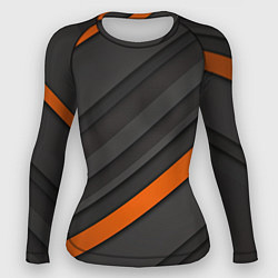 Рашгард женский Оранжевая полоса на сером фоне, цвет: 3D-принт