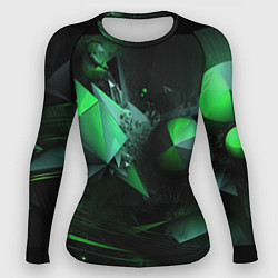 Женский рашгард Геометрическая текстурная зеленая абстракция