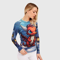 Рашгард женский Красный недовольный дракон 2024, цвет: 3D-принт — фото 2
