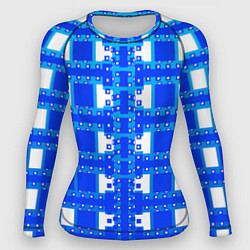 Рашгард женский Синие и белые квадраты, цвет: 3D-принт
