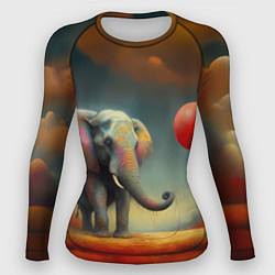 Рашгард женский Грустный слон и красный шарик, цвет: 3D-принт