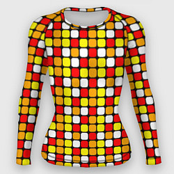 Женский рашгард Красные, жёлтые и белые квадраты