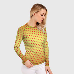 Рашгард женский Красные сердечки на золотом фоне, цвет: 3D-принт — фото 2
