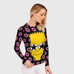 Рашгард женский Барт Симпсон на фоне пончиков, цвет: 3D-принт — фото 2