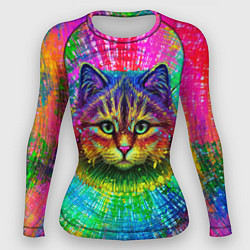 Рашгард женский Цветной кот, цвет: 3D-принт