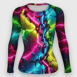 Рашгард женский Трещина - неон, цвет: 3D-принт