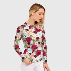 Рашгард женский Цветочный фон, цвет: 3D-принт — фото 2