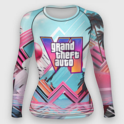 Рашгард женский Gta 6 логотип в стиле vice city, цвет: 3D-принт