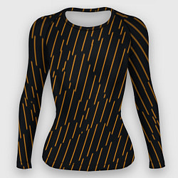 Рашгард женский Чёрные полосы и оранжевые полосочки, цвет: 3D-принт
