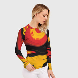 Рашгард женский Красные желтые оранжевые пятна краски, цвет: 3D-принт — фото 2