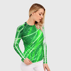 Рашгард женский Белые линии на зелёном фоне, цвет: 3D-принт — фото 2