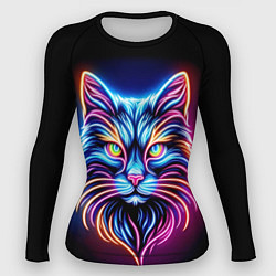 Рашгард женский Суровый неоновый кот, цвет: 3D-принт