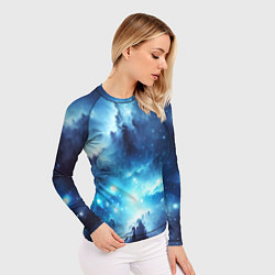 Рашгард женский Космический голубой пейзаж, цвет: 3D-принт — фото 2
