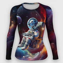 Рашгард женский Космонавт далматинец в неоновой галактике, цвет: 3D-принт
