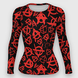 Рашгард женский Узор анархия красный, цвет: 3D-принт