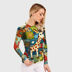 Рашгард женский Жираф и компания - пэчворк нейросеть, цвет: 3D-принт — фото 2