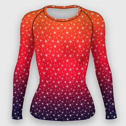 Рашгард женский Градиент оранжево-фиолетовый со звёздочками, цвет: 3D-принт
