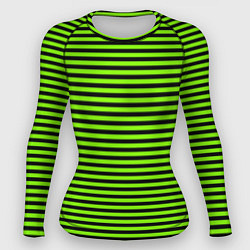 Рашгард женский Кислотный зелёный в чёрную полоску, цвет: 3D-принт