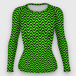 Рашгард женский Искажённые полосы кислотный зелёный, цвет: 3D-принт