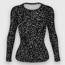 Рашгард женский Белые завитушки на черном фоне, цвет: 3D-принт