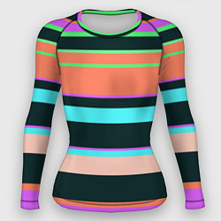 Рашгард женский Цветные разные полосы, цвет: 3D-принт