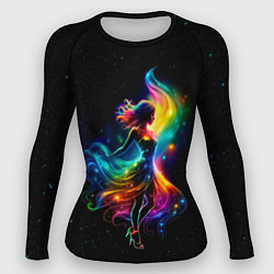 Рашгард женский Неоновая танцовщица в звездном небе, цвет: 3D-принт