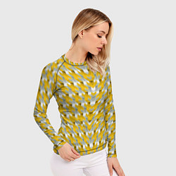 Рашгард женский Жёлто-белый паттерн, цвет: 3D-принт — фото 2