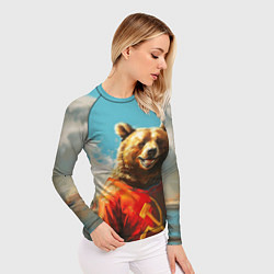 Рашгард женский Медведь с гербом СССР, цвет: 3D-принт — фото 2