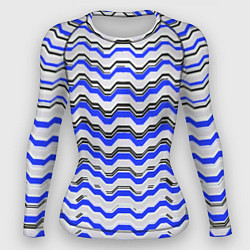 Рашгард женский Black and blue stripes on a white background, цвет: 3D-принт