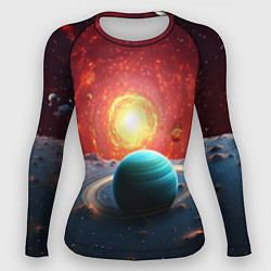 Рашгард женский Космос и разные планеты, цвет: 3D-принт