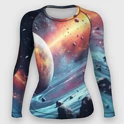 Рашгард женский Объемный космос и планеты, цвет: 3D-принт