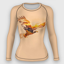 Рашгард женский Летящий орел и пейзаж на закате, цвет: 3D-принт
