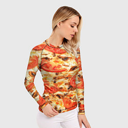 Рашгард женский Пицца с грибами и томатом - текстура, цвет: 3D-принт — фото 2