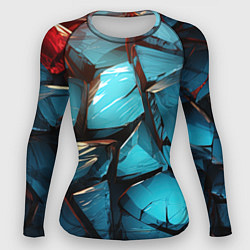 Рашгард женский Синие объемные плиты, цвет: 3D-принт