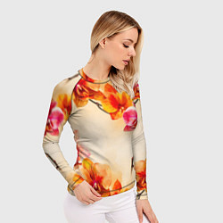 Рашгард женский Оранжевые орхидеи акварельные, цвет: 3D-принт — фото 2