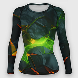 Рашгард женский Неоновая яркая геометрическая абстракция со светом, цвет: 3D-принт