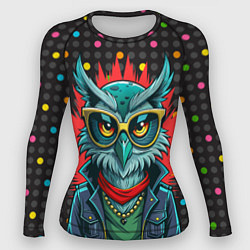 Рашгард женский Сова в одежде на стиле, цвет: 3D-принт