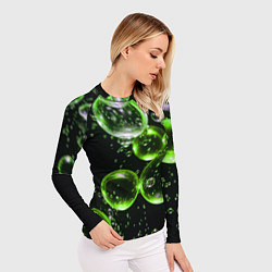 Рашгард женский Зеленые пузыри на черном, цвет: 3D-принт — фото 2